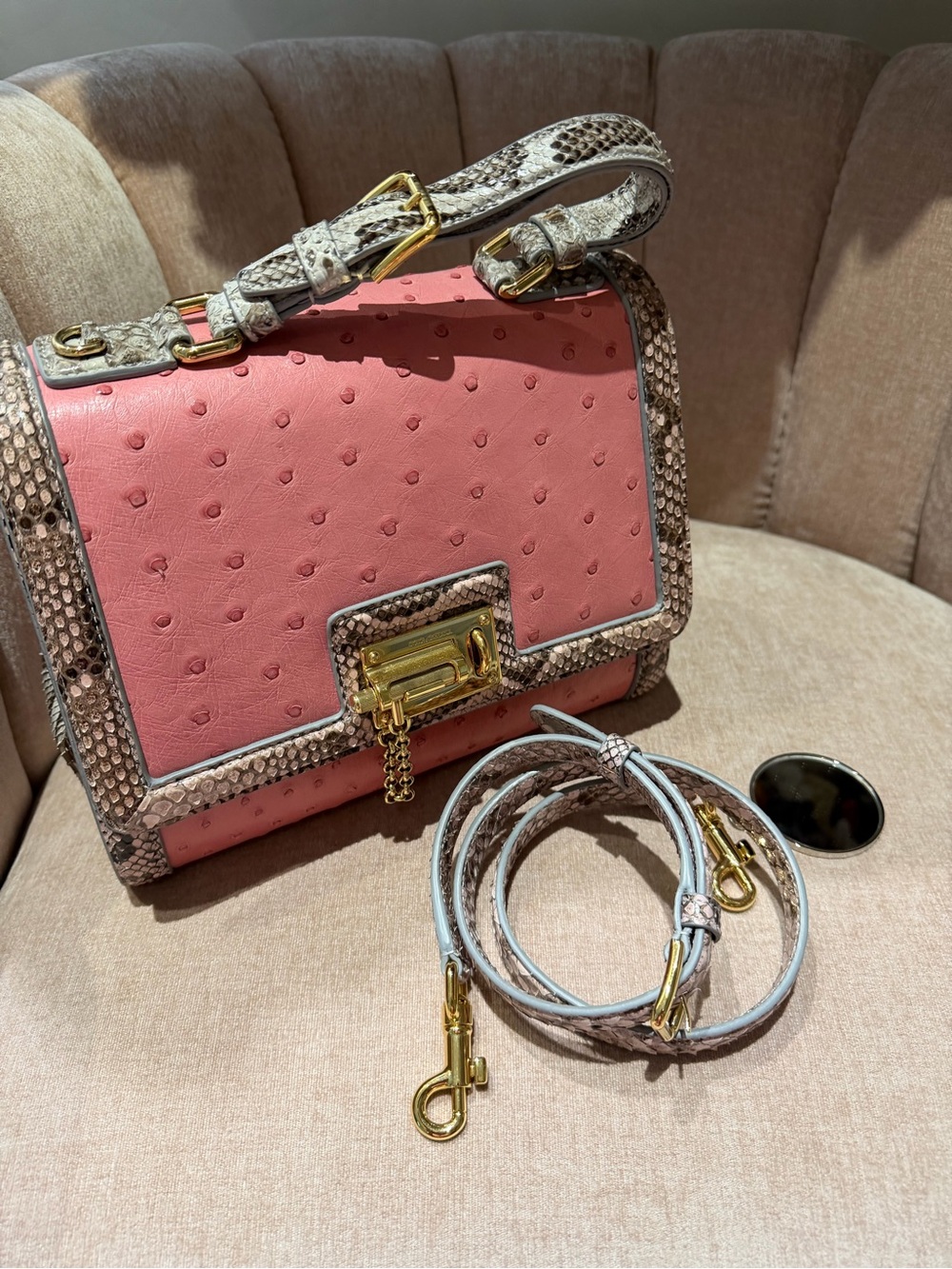 D&G Pink Ostrich and Python skin only 25 in the world limited edition like new✨ - Picture 12 of 14